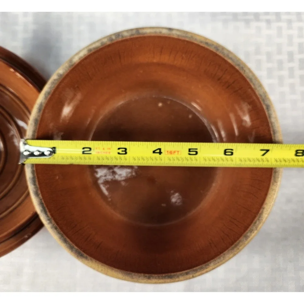 Vintage Watt Pottery Stoneware Lidded Casserole Bowl Brown